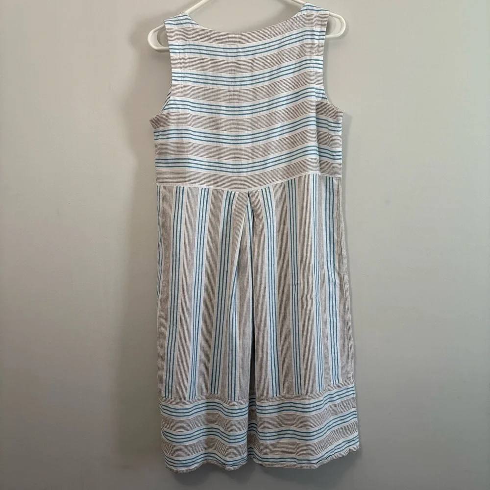 J. Jill Love Linen White Striped Sleeveless Dress - Size Small - Picture 2 of 5
